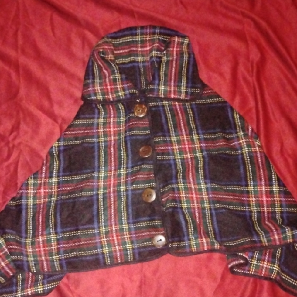 Women's Plaid Hooded Cape